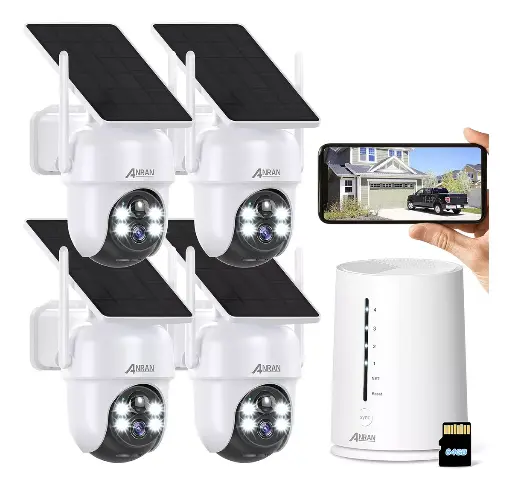 Solar Kit Cámara Seguridad 4 Batería Cam 4mp Inalámbrico 64g 