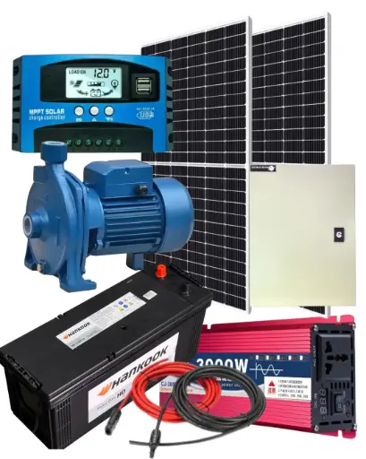 KIT RIEGO SOLAR CENTRIFUGO 0,5HP 1.100w POTENCIA Y 1800W ALMACENAMIENTO
