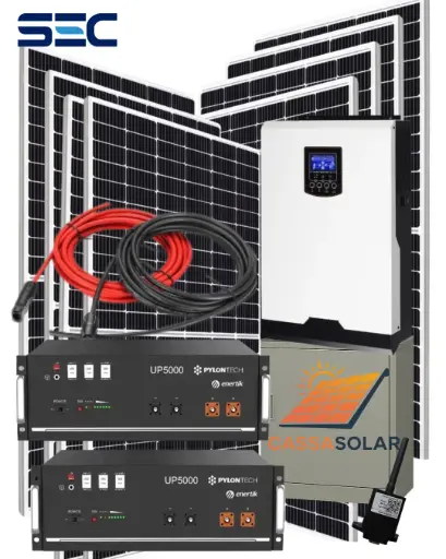 Kit solar fotovoltaico Off-Grid 9.6kW Batería 4.5kW Paneles